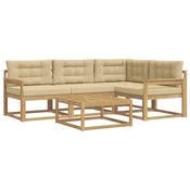 Set vanjskih sofa 5 pcs Bijela i bež 79 x 79 x 37 cm Poliester