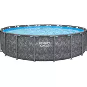 Bestway APX365™ bazen s okvirom, otporan na zimu, kompletan set, O 549 x 132 cm - Set ukljucuje bazen, sustav pješcanog filtera, kuglice za filtriranje, sigurnosne ljestve, pokrov, zakrpe za popravak