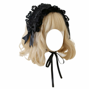 Generic Ženski naglavni trak Lolita, črna čipkasta služkinja, naglavni trak, dodatek za lase, dekliški gotski naglavni trak za kostumsko zabavo Cosplay, (21077408)