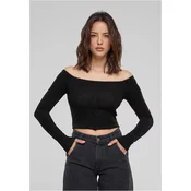 Womens Off Shoulder Glitter Long Sleeve Black