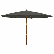 Vrtni suncobran s drvenim stupom antracit 400x273 cm