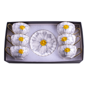 DIKER HOME Porcelanske šolje sa cvetom, 6 komada, Belo-sive