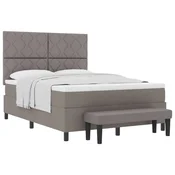 Vidaxl Postelja z vzmetnico z vzglavjem Taupe 160 x 200 cm blago