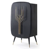 Casa Padrino luxury bar cabinet black/antique brass 88 x 55 x H. 152 cm - Solid wood wine cabinet with 2 doors - Living Room Furniture - Bar Furniture - Hotel Furniture