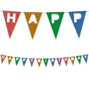 Recikliran barvni transparent z napisom Happy Birthday, 200 cm