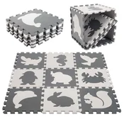 WOWO Penaste puzzle za otroke 9 kosov živali črno-ecru