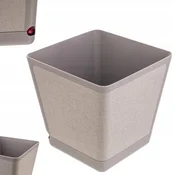 KADAX Pokrov za cvetlični lonec s stojalom, kvadraten, bež, vzorec blaga, 24 cm