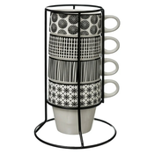 shumee Komplet 4 keramičnih skodelic Bohemia na stojalu 260 ml