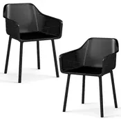 Northix Komplet 2 črnih plastičnih jedilnih stolov z mrežastim naslonjalom, ergonomična zasnova, 57 x 54,5 x 81 cm