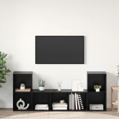 Set TV komoda Zidne 3 pcs Crna Konstruirano drvo
