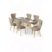 HANAH HOME Rasklopivi trpezarijski sto i stolice (7 delova) Esla Anthracite Gold Cappuccino