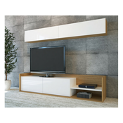 Beli/naravni televizijski komplet iz eksotičnega lesa 180x40 cm Kale - Kalune Design