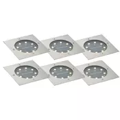 Komplet 6 talnih reflektorjev aluminijastih kvadratnih vklj. LED IP65 Solar - Terry