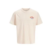 JACK & JONES Majica JORDiablo modra/pastelno oranžna/rdeča