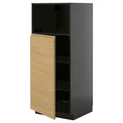 METOD Visoki element za ugradne uredaje, Crnosiva/Voxtorp im. hrastovine, 60x60x140 cm