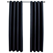 Vidaxl Zatemnitvene zavese s kovinskimi obročki 2 kosa črne 140x175 cm