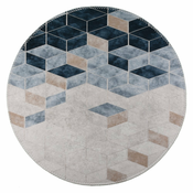 Bijelo-plavi perivi okrugli tepih o 100 cm – Vitaus