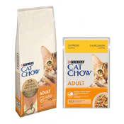 10kg /15kg PURINA Cat Chow + 26x 85g mokre hrane gratis! - 15 kg Adult pacetina + Piletina