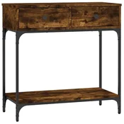 Vidaxl Konzolna mizica dimljeni hrast 75x34,5x75 cm inženirski les