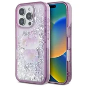 slomart Etui Hello Kitty Liquid Glitter 50. obletnica Party za iPhone 16 Pro - vijolično