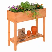 Northix Lesena dvignjena vrtna greda s polico, 80x80x30 cm