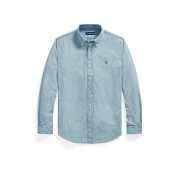 Polo Ralph Lauren  Srajce z dolgimi rokavi CHEMISE AJUSTEE EN CHAMBRAY DENIM COL BOUTONNE  LOGO PONY PLAYER  Modra