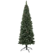 HOMCOM Božično drevo zasneženo slim visoko 180 cm s 618 vejami, božično drevo umetno zložljivo s storži in jeklenim podstavkom, O70x180 cm