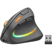 Speedlink PIAVO PRO Beleuchtete Wiederaufladbare Vertikale Ergonomische Maus – kabellos, Gummi-Schwarz
