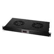 Logilink ventilator panel sa 2 ventilatora i termostatom, 1U, 465 x 220, crni
