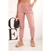 Double-layer trousers with navy pink velour