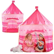 slomart Šotor v obliki dvorca za princeske LEAN TOYS, roza, 135x105 cm
