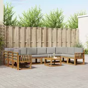 Set vanjskih sofa 11 kom. Prirodna i svijetlo siva