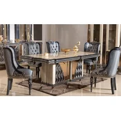 Casa Padrino luxury baroque dining room set beige/light blue/black/gold - 1 Baroque Dining Table & 6 Baroque Dining Chairs - Luxury dining room furniture in baroque style - Baroque furniture