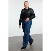 Trendyol Curve Dark Blue Faded Effect Vintage Wide Cut Jeans