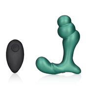 Ouch! Stacked Vibrating Prostate Massager with Remote Control Metallic Green