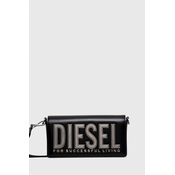 Usnjena torbica Diesel črna barva