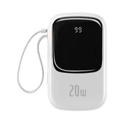 BASEUS QPOW hitni punjac USB+Type-C+Lightning prikljucak 20000mAh, LED zaslon + Lightning kabel, BIJELI PPQD060202