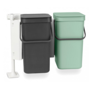 Vgradni koš za smeti SORT & GO, 2 x 12 l, sivo/zelena, Brabantia