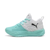 PUMA Court Pro 3 Mid Basketball Shoes Youth, Shoes, White/Black/Elektro Aqua, 39