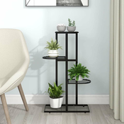 Stalak za cvijece s 4 razine 43 x 22 x 76 cm crni metalni