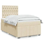 vidaXL vidaXL Box spring postelja z vzmetnico krem 120x190 cm blago, (21307325)