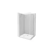 Mexen Roma nihajna tuš kabina 70 x 80 cm, prosojna, krom + Flat tuš kad - 854-070-080-01-00-4010