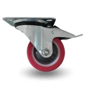 Vrtljivo kolo, zavora, 80 mm, 150 kg, BPPU 0801 RDEČE, poliuretan