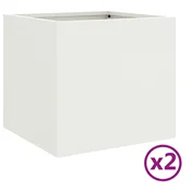 Vidaxl Cvetlično korito 2 kosa belo 32x30x29 cm jeklo