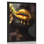 Plakat ženska z zlatimi peresi - 40x60 silver