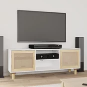 TV ormaric bijeli 105x30x40 cm od borovine i prirodnog ratana