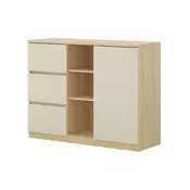 Komoda Nolcala 109 (Hrast + Bež) Hrast, Bež, S ladicama i vratima, 93x120x42cm