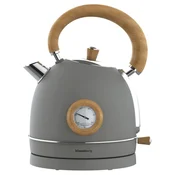 slomart Klausberg Električni kuhalnik vode 1,8l, siv z lesom, INOX, s termometrom