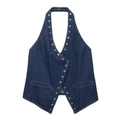 Pull&Bear Top temno modra