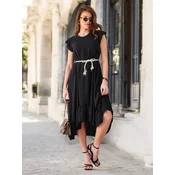 Resti Womens midi dress with ruffles and short sleeves